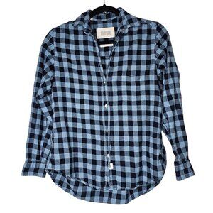 Grayson XS Blue Plaid The Hero Cotton Button Up Shirt Country Ranch Cowgirl Farm